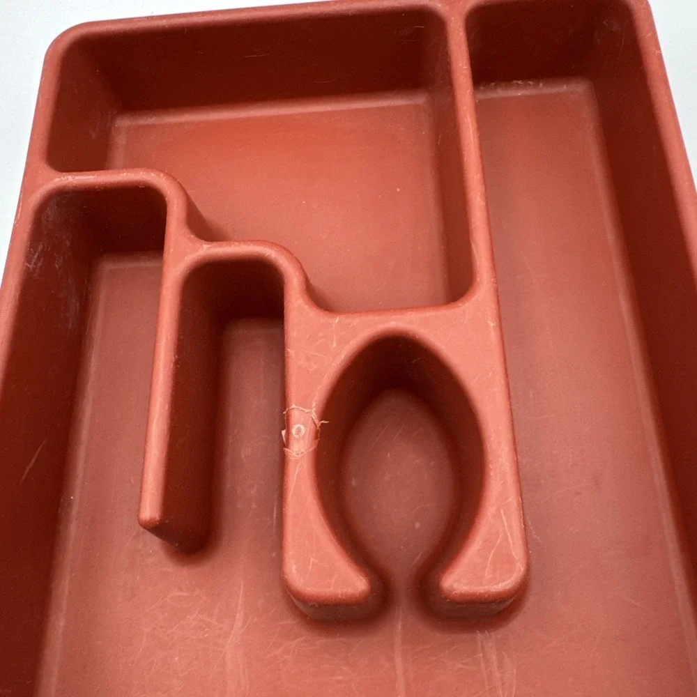 Vintage Rubbermaid Red‎ Orange #2921 Silverware Tray Flatware Drawer Organizer